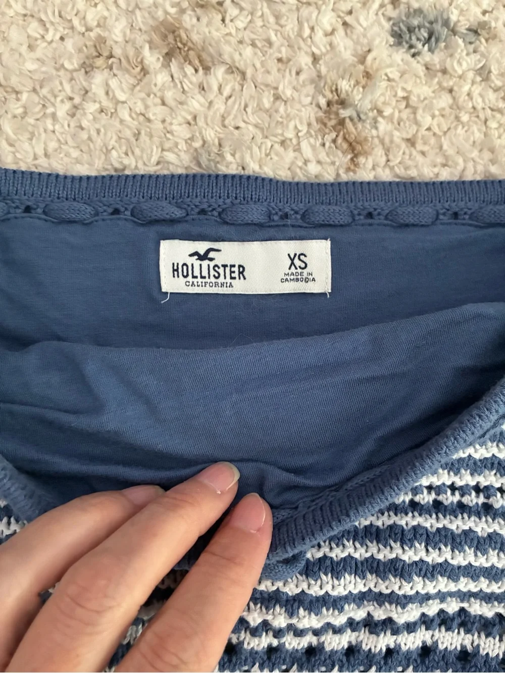 Hollister Blue and White Striped Knit Tube Top